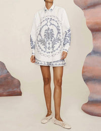 Alemais - Hazel Embroidered Shirt - clothing - cotton - patterned