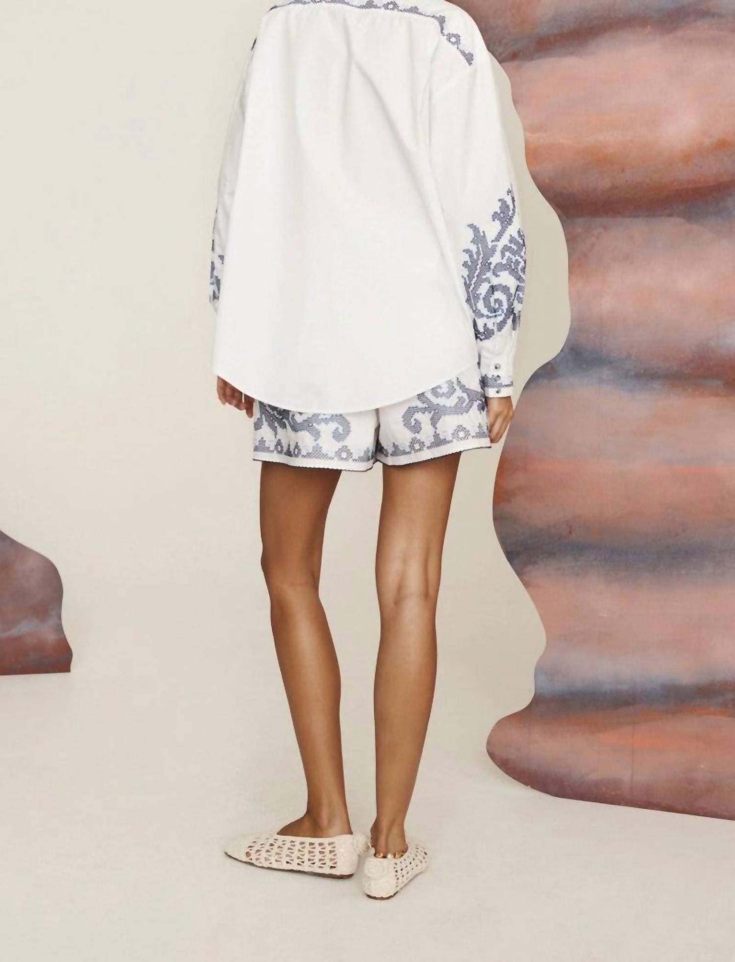 Alemais - Hazel Embroidered Shirt - clothing - cotton - patterned