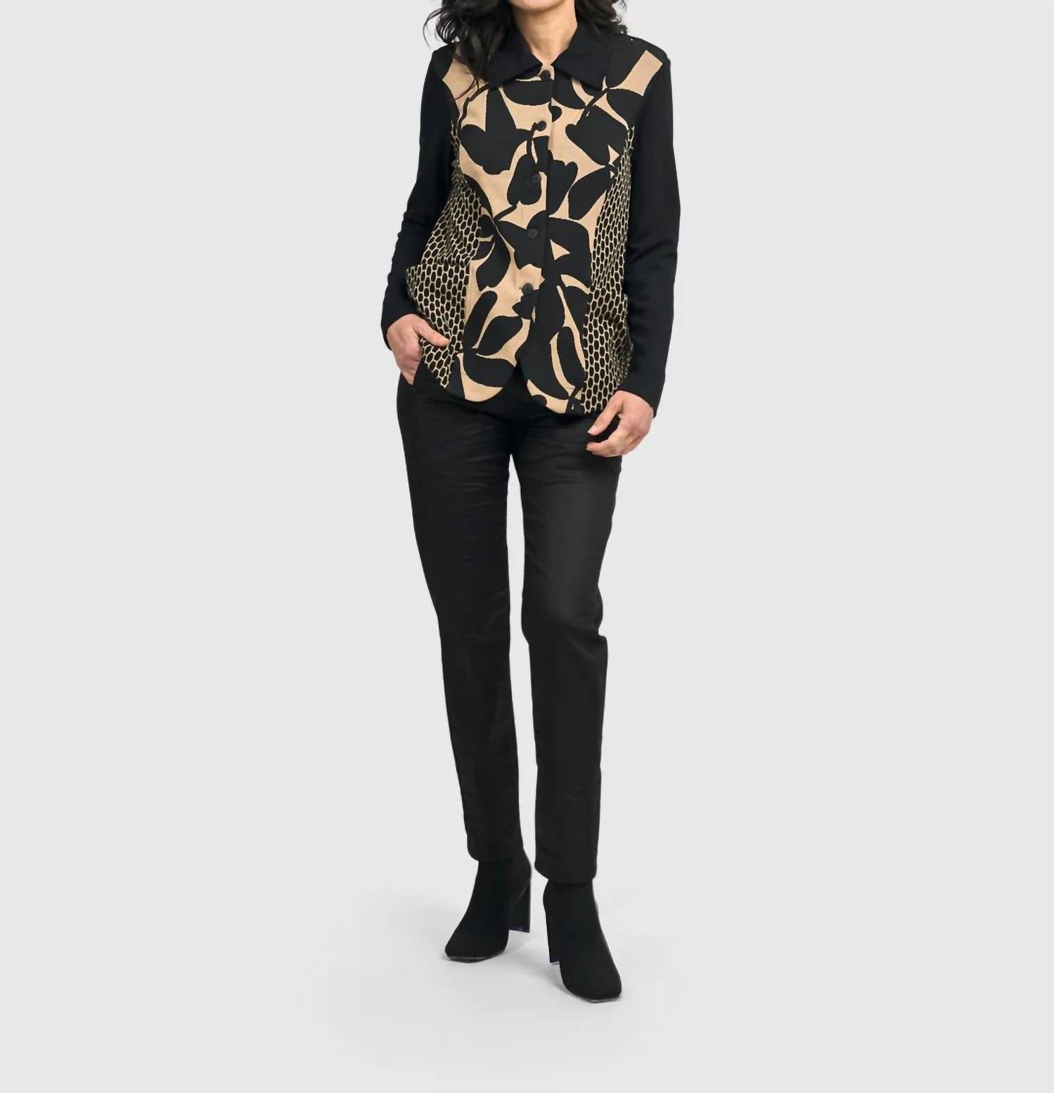 Alembika - Mixed Print Blazer - black - blazers - clothing