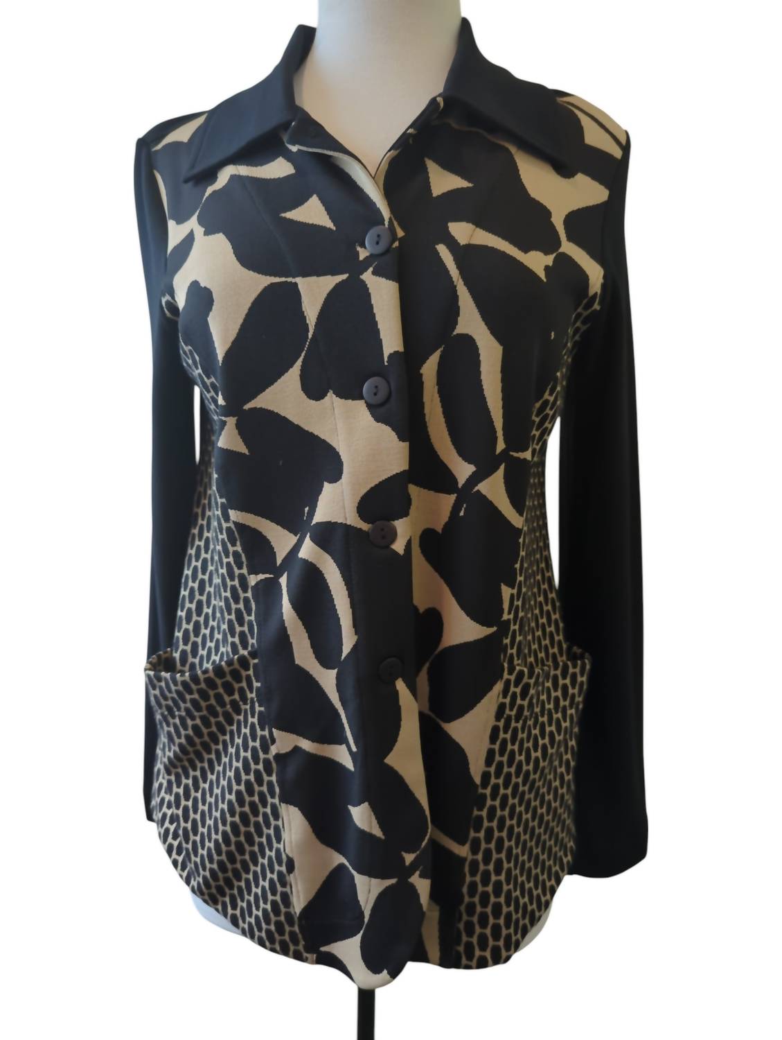 Alembika - Mixed Print Blazer - black - blazers - clothing