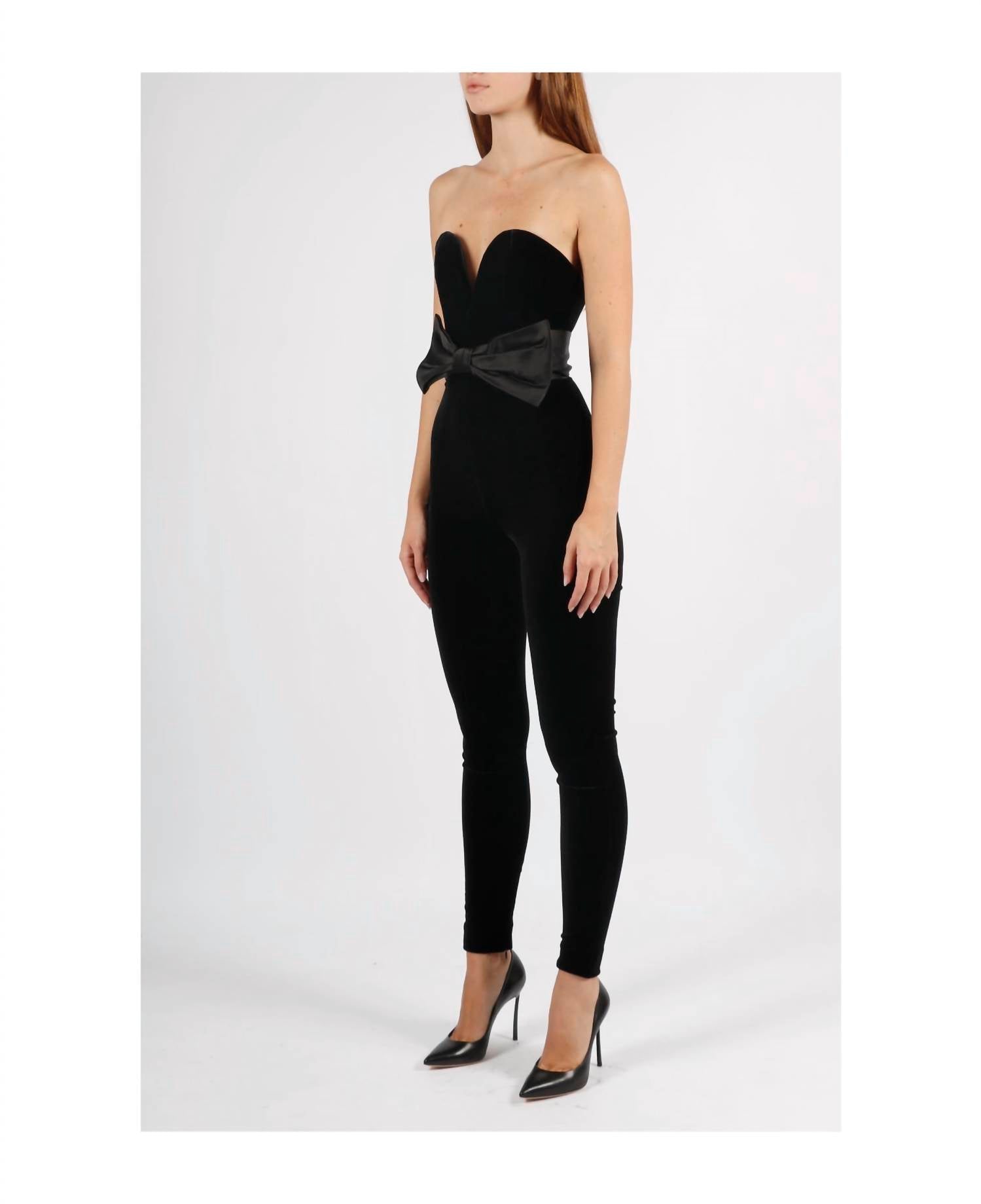 Alessandra Rich - Velvet Strapless Jumpsuit - black - clothing - pants