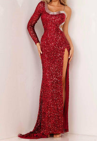 Aleta - One Shoulder Design Full Sequin Dress