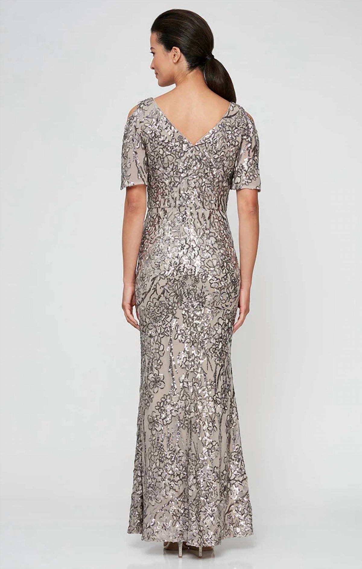 Alex Evenings - Cold Shoulder Sequin Gown