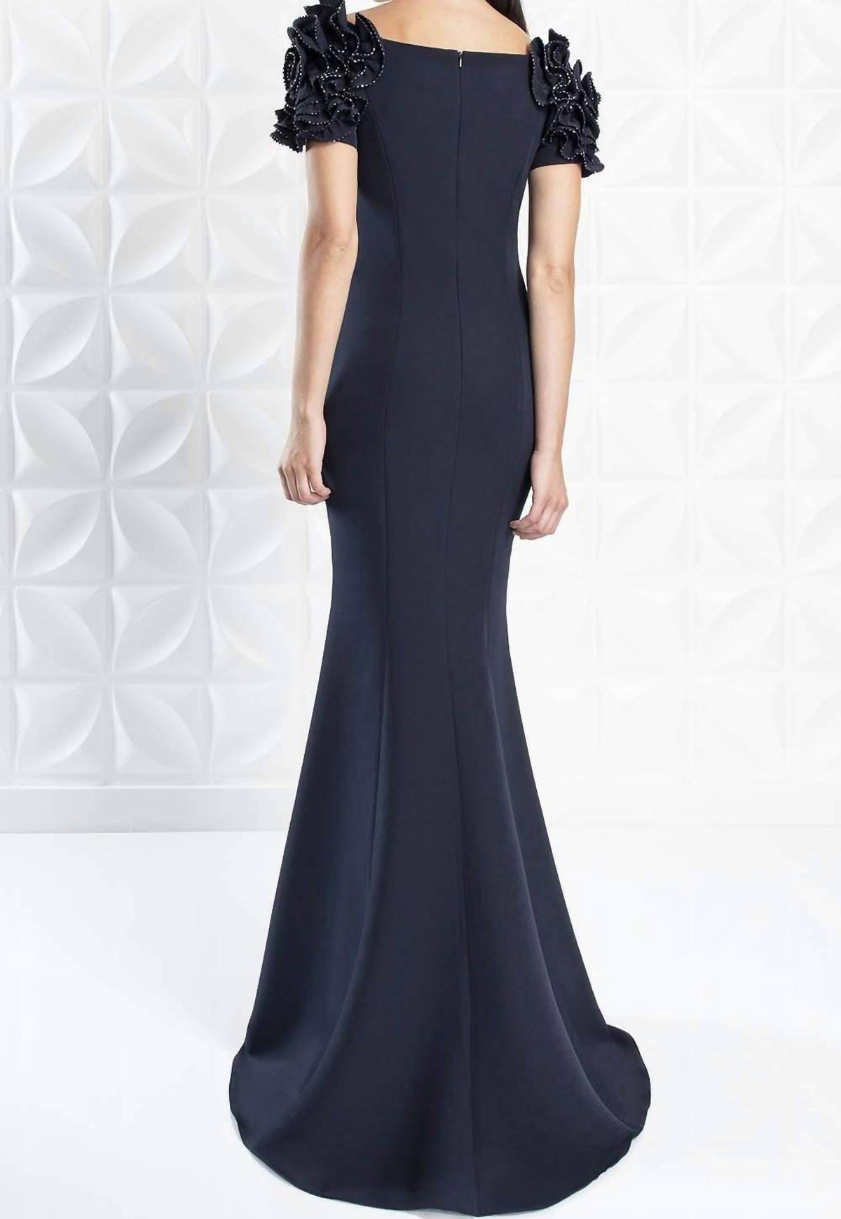 Alexander By Daymor - Long Beaded Ruffle Formal Evening dress