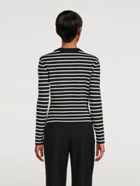 Alexander Mcqueen - Asymetric Embellished Stripped Wool Blend Sweater