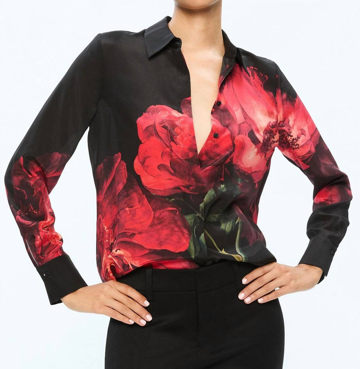 Alice + Olivia - BRADY SLIM SILK BLOUSE