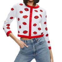 Alice + Olivia - Daroda Kiss Crewneck Cropped Cardigan - cardigans - clothing - graphic