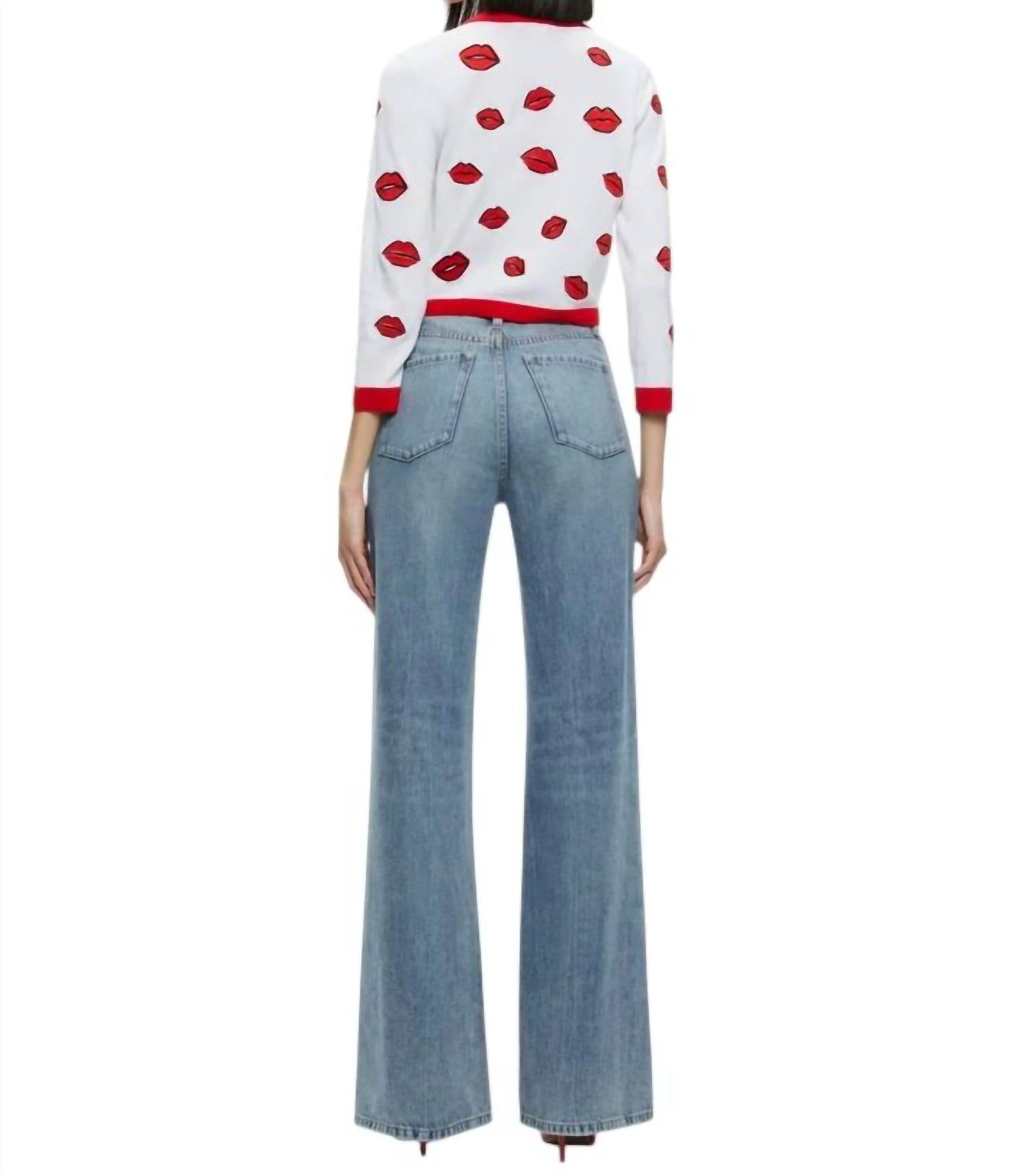 Alice + Olivia - Daroda Kiss Crewneck Cropped Cardigan - cardigans - clothing - graphic