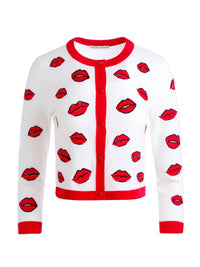 Alice + Olivia - Daroda Kiss Crewneck Cropped Cardigan - cardigans - clothing - graphic