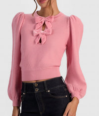 Alice + Olivia - Doris Bow Puff-sleeve Sweater