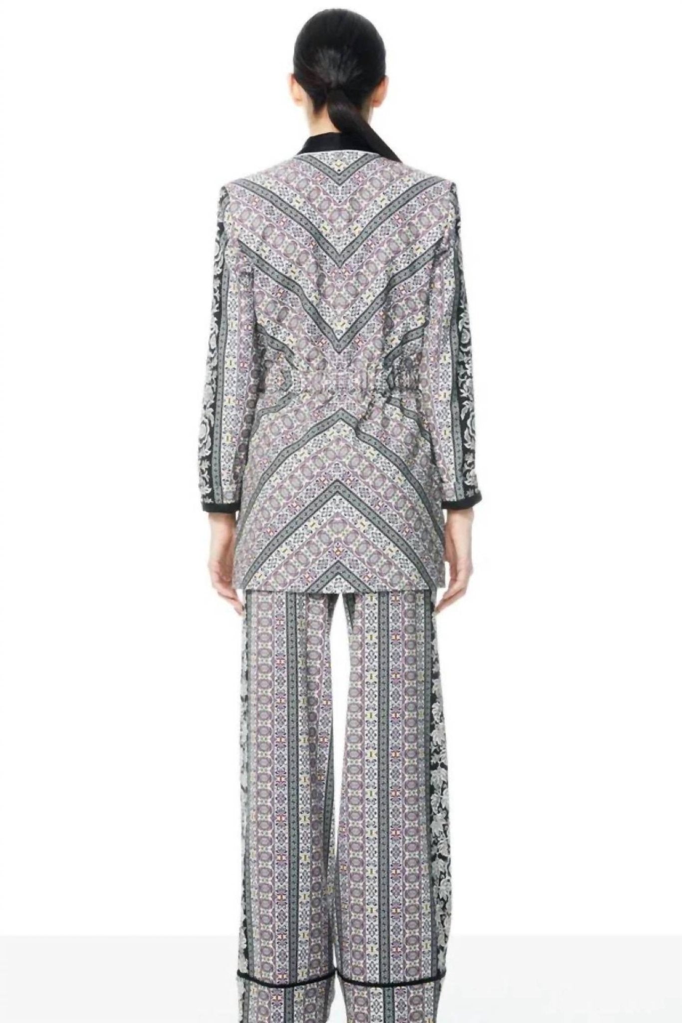 Alice + Olivia - Dream Castle Lincoln Piped Drawstring Waist Blazer - black - blazers - clothing