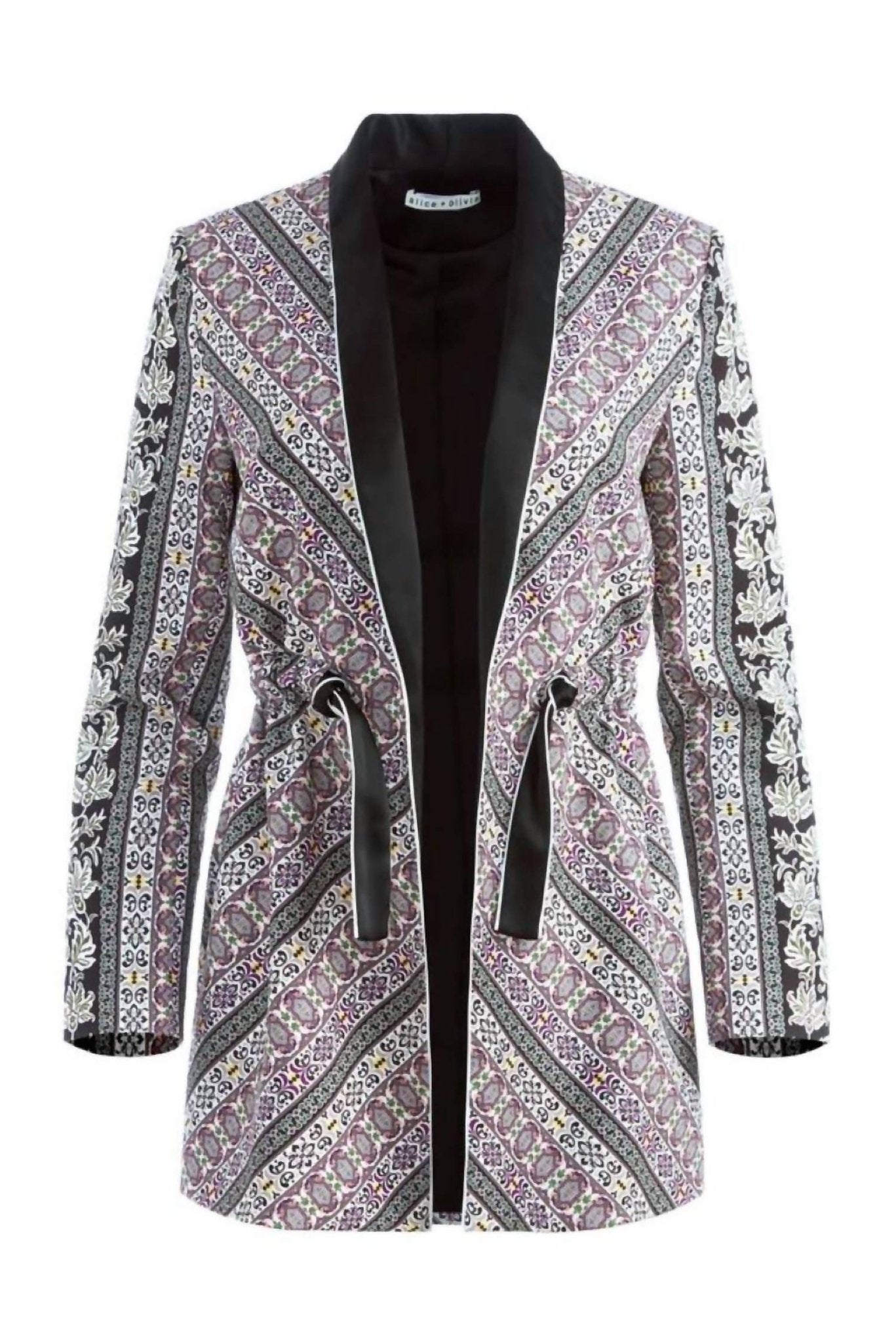 Alice + Olivia - Dream Castle Lincoln Piped Drawstring Waist Blazer - black - blazers - clothing
