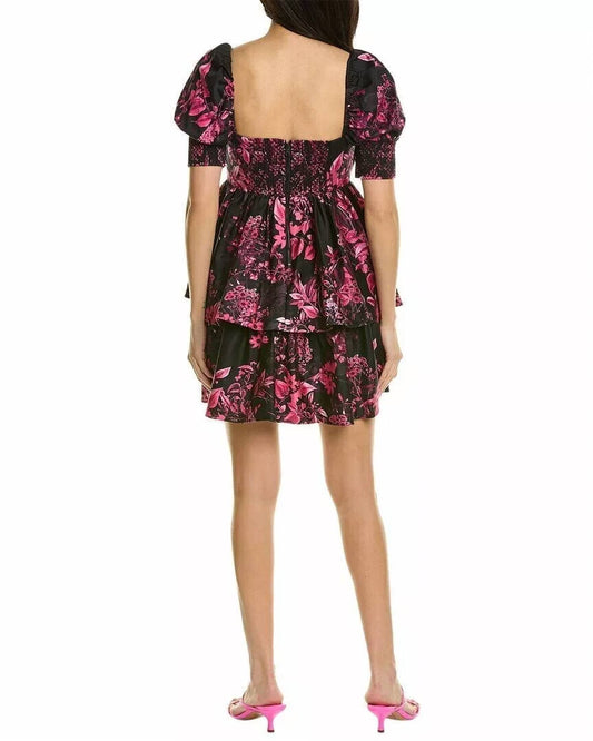 Alice + Olivia - Emmalou Puff - sleeve Tiered Mini Dress - black - clothing - collection:vacationdresses(Auto)