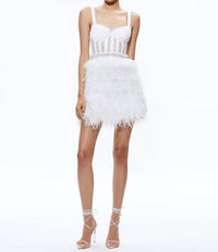 Alice + Olivia - Feathered Mini Dress