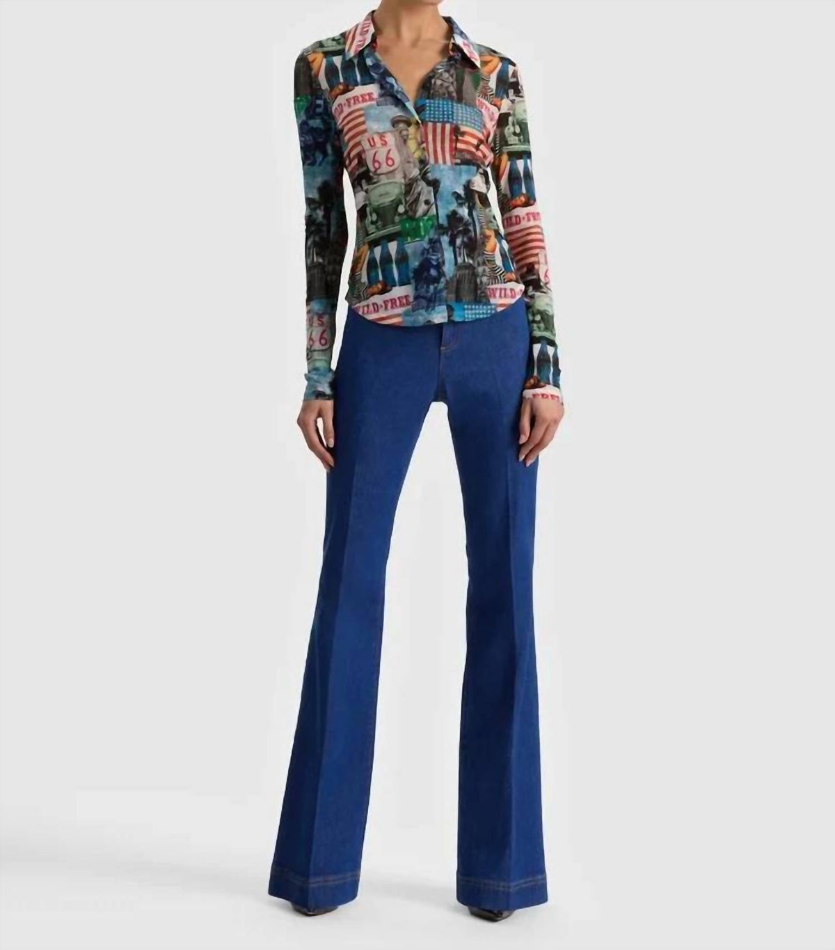 Alice + Olivia - Jade Mesh Button Down Top