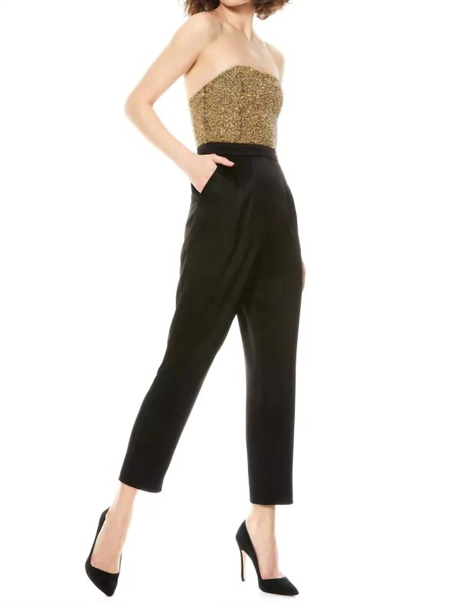 Alice + Olivia - Jeri Embellished Jumpsuit - clothing - gold - jumpsuits