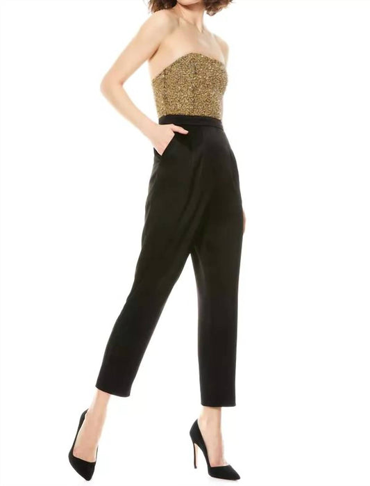 Alice + Olivia - Jeri Embellished Jumpsuit - clothing - gold - jumpsuits