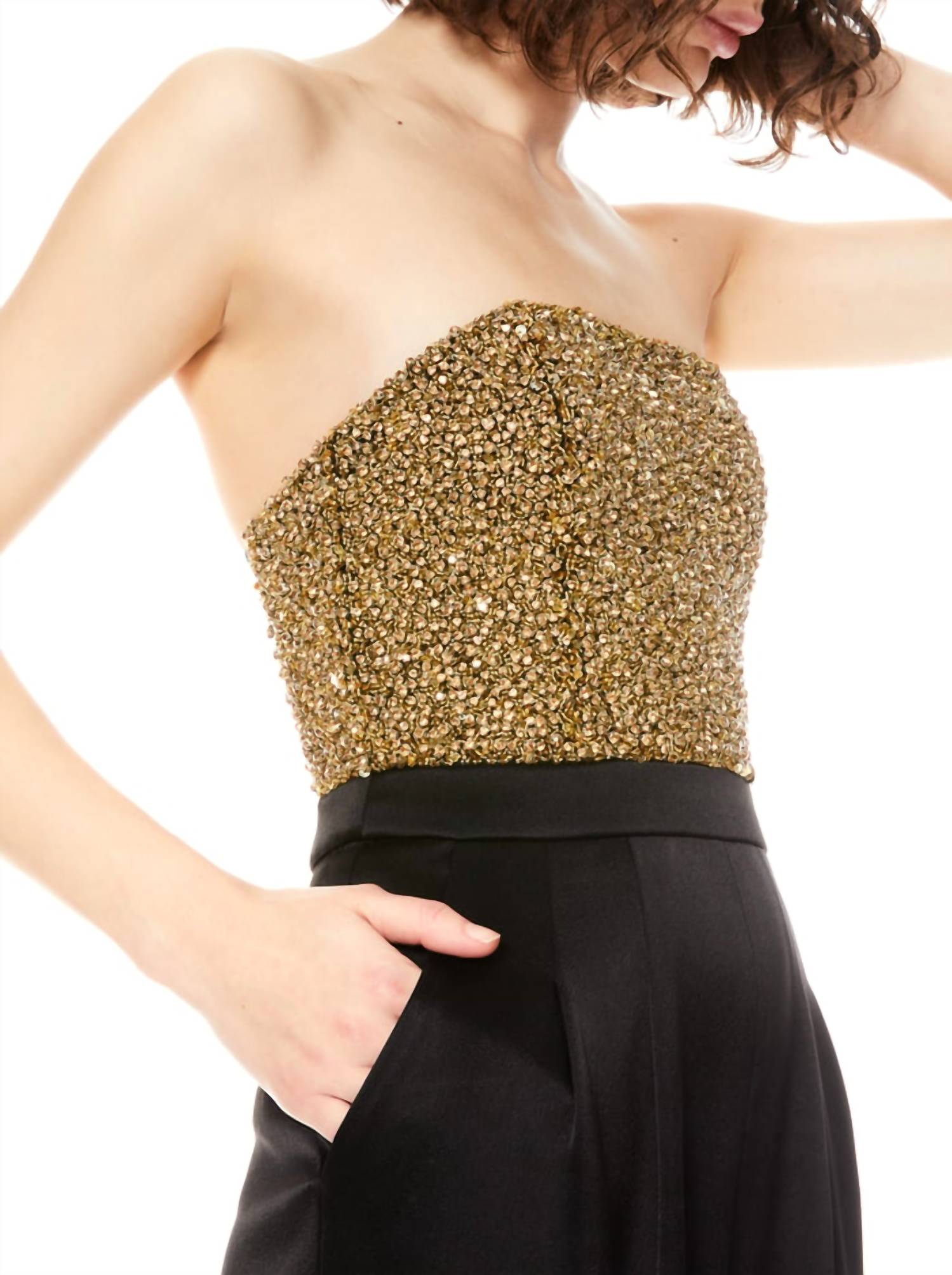Alice + Olivia - Jeri Embellished Jumpsuit - clothing - gold - jumpsuits