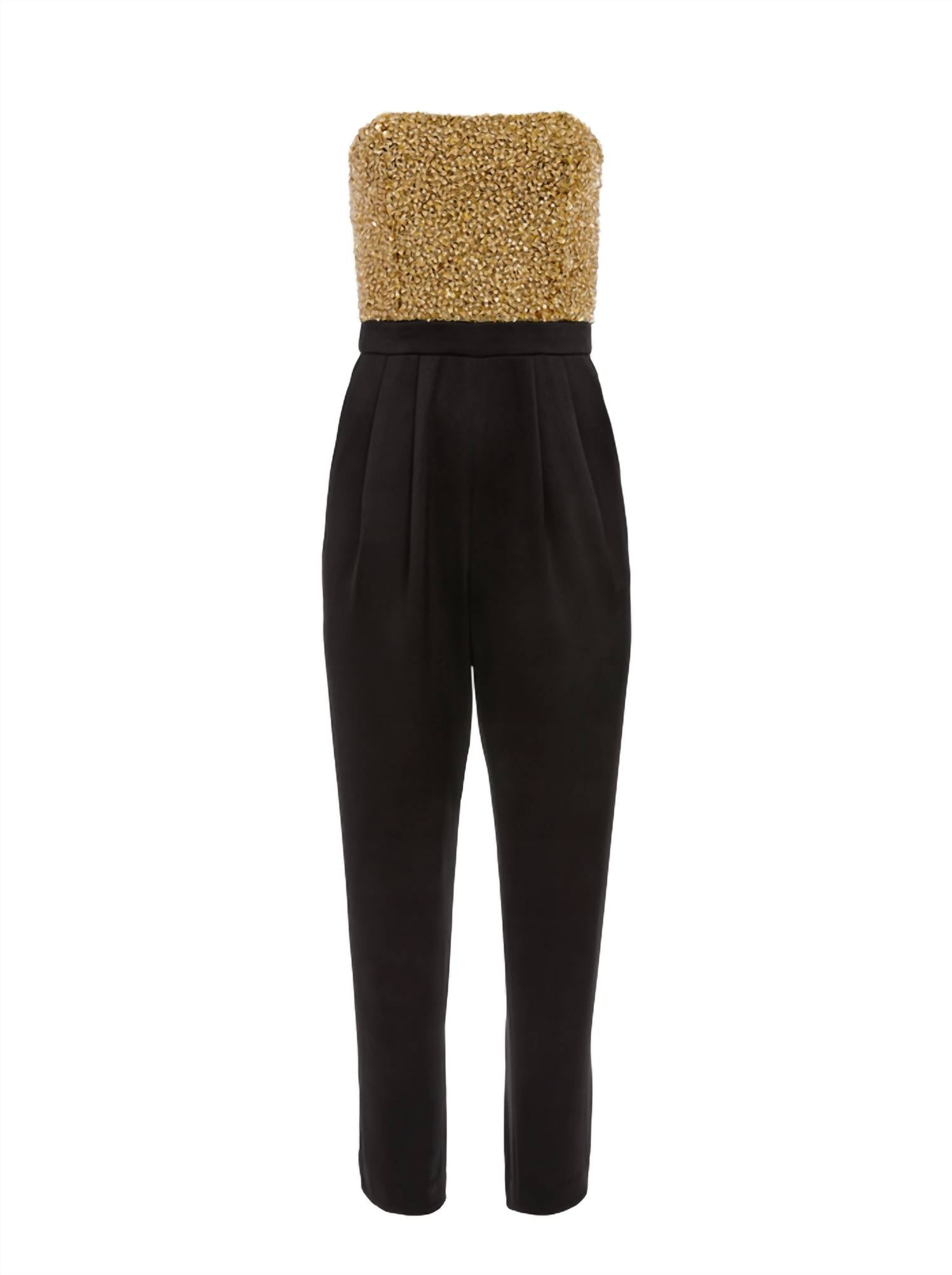 Alice + Olivia - Jeri Embellished Jumpsuit - clothing - gold - jumpsuits