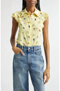 Alice + Olivia - Martel Flutter Sleeve Blouse