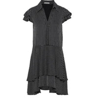 Alice + Olivia - Moore Pinstripe Ruffle Shirtdress - black - clothing - dresses