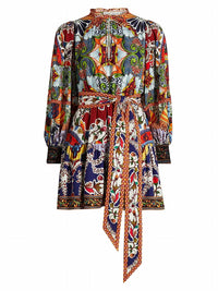 Alice + Olivia - Sadie Printed Self-belt Minidress