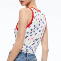 Alice + Olivia - Stars Allen Ribbed Knit Tank Top - clothing - cotton - blend - patterned