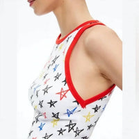 Alice + Olivia - Stars Allen Ribbed Knit Tank Top - clothing - cotton - blend - patterned