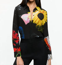 Alice + Olivia - Willa Silk Blouse - black - blouses - clothing