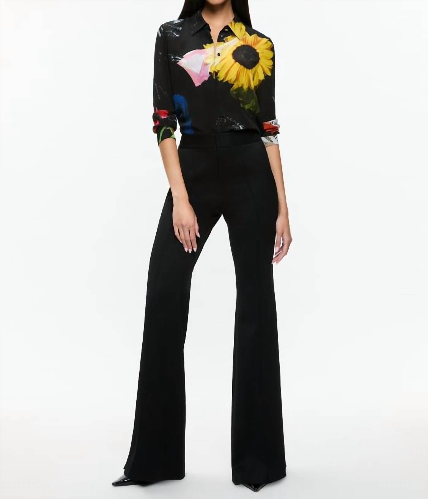 Alice + Olivia - Willa Silk Blouse - black - blouses - clothing