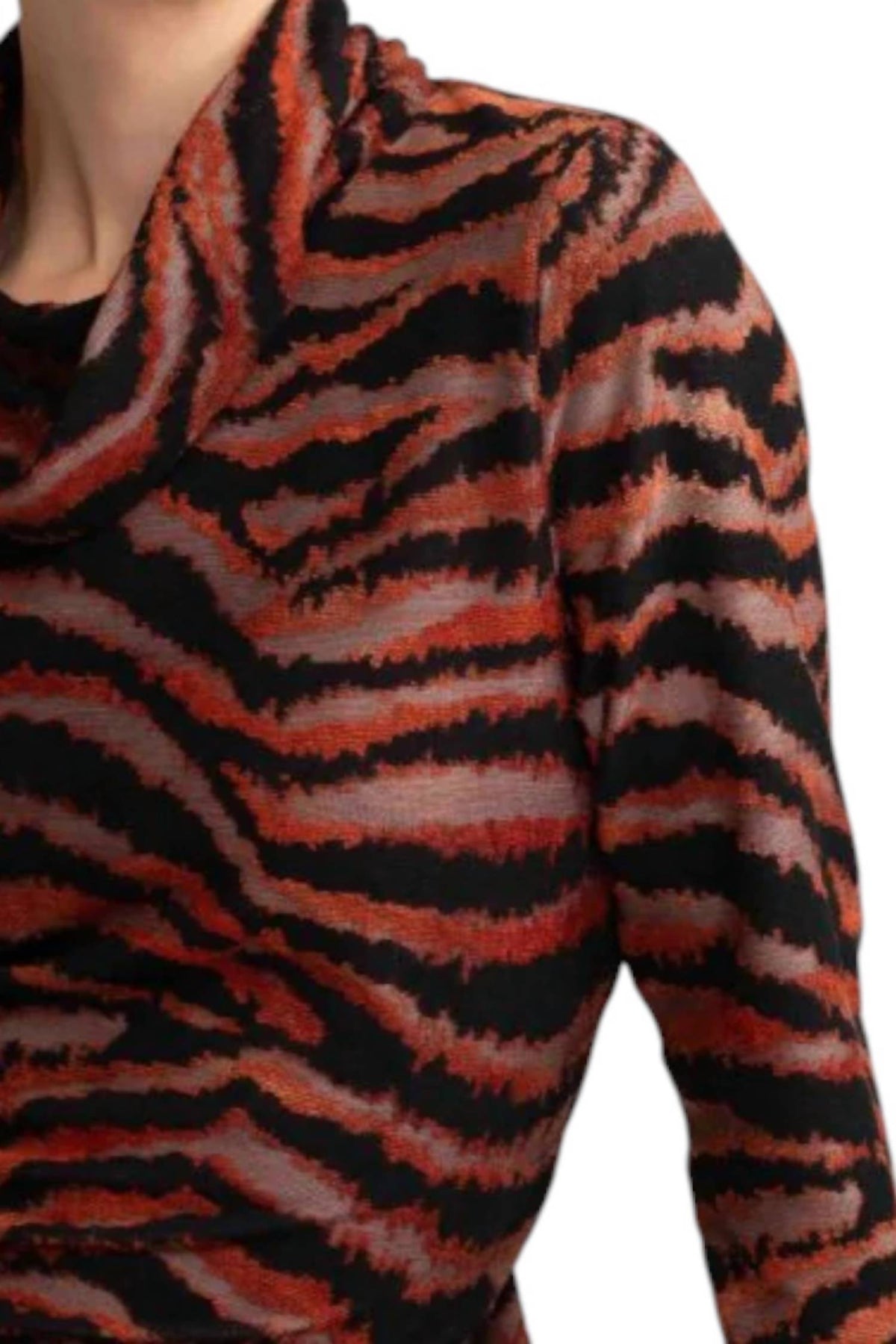 Alison Sheri - Animal Print Cowl Long Sleeve Top