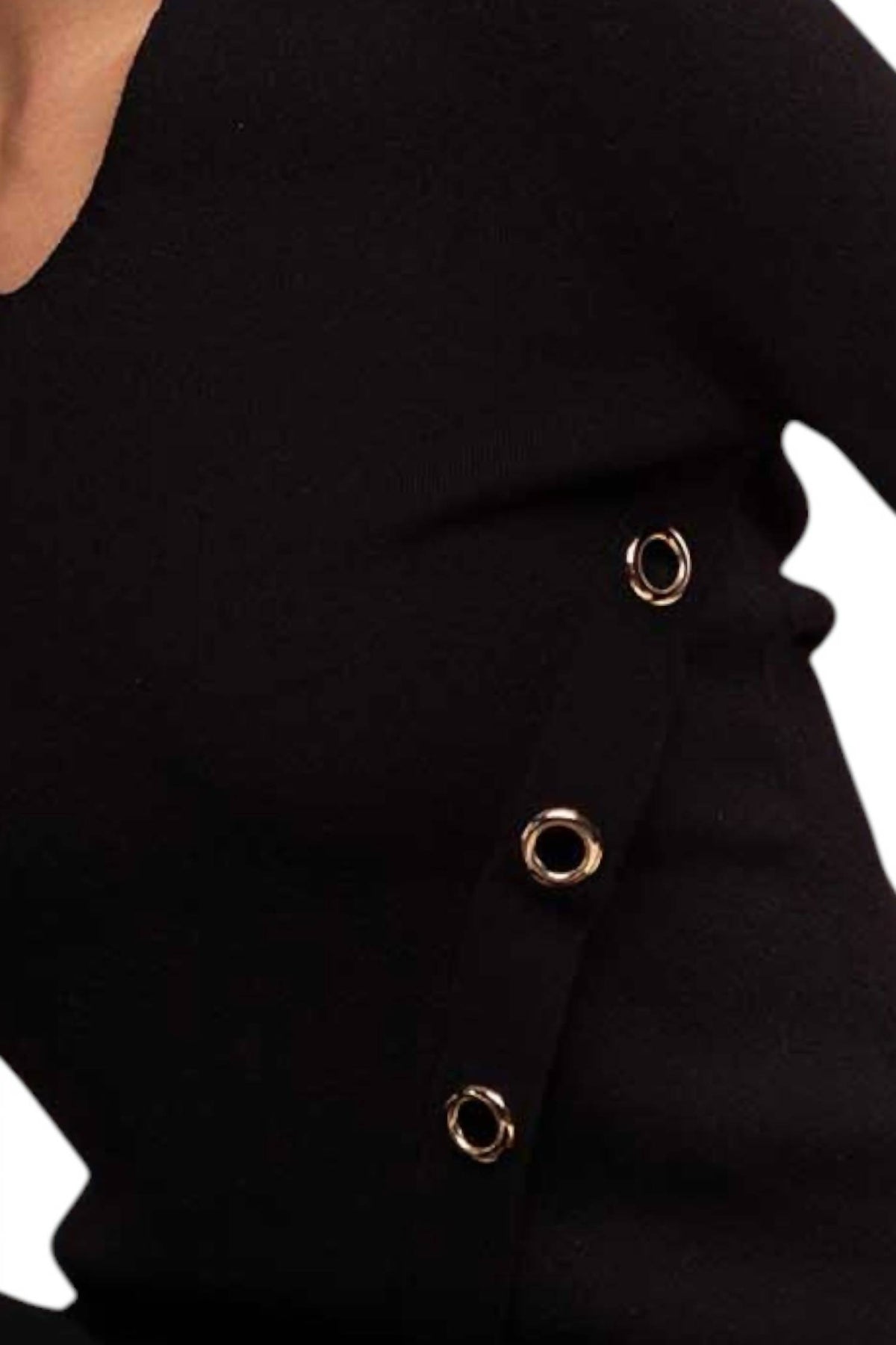 Alison Sheri - V-neck Knit Sweater Top
