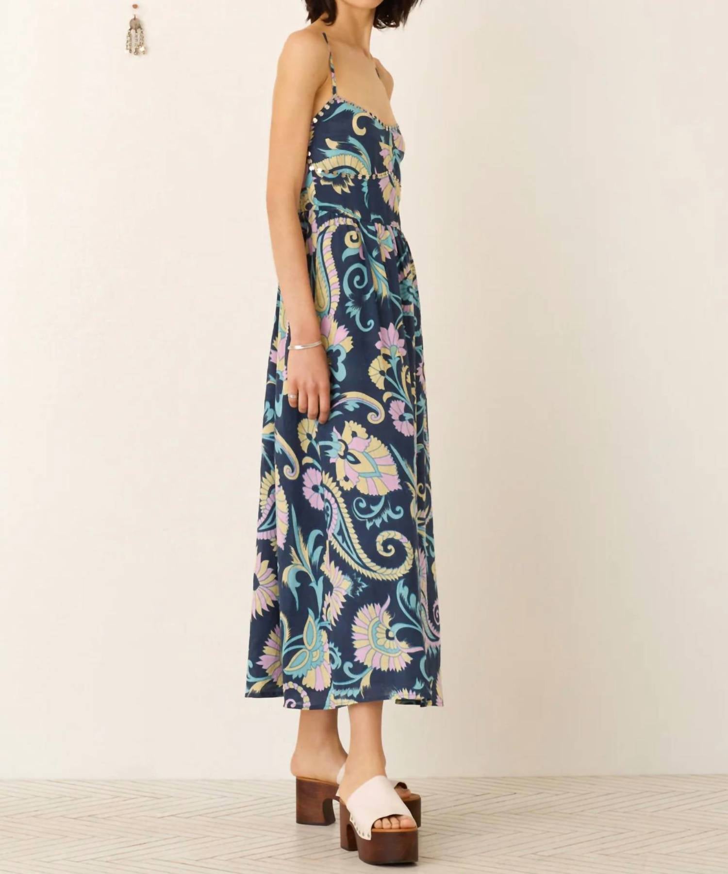 Alix Of Bohemia - Autumn Riviera Coin Dress - blue - clothing - cotton