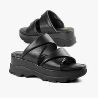 All Black - Women's Double Collar Slide Sandals