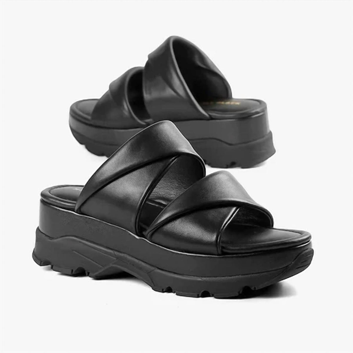 All Black - Women's Double Collar Slide Sandals