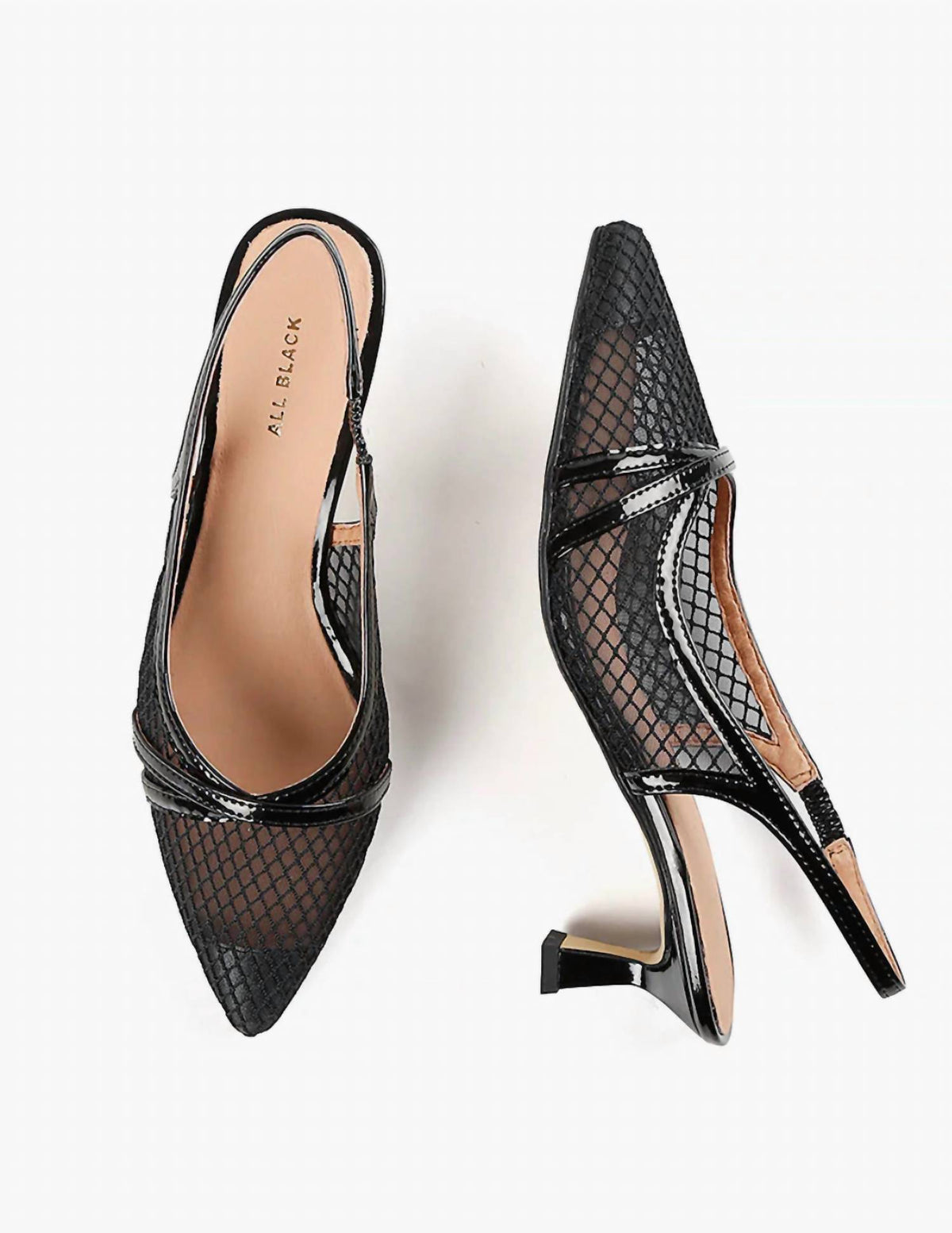 All Black - Women's Sling Back Kitten Heel