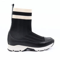 All Black - Women's Stripey Sock Bootie