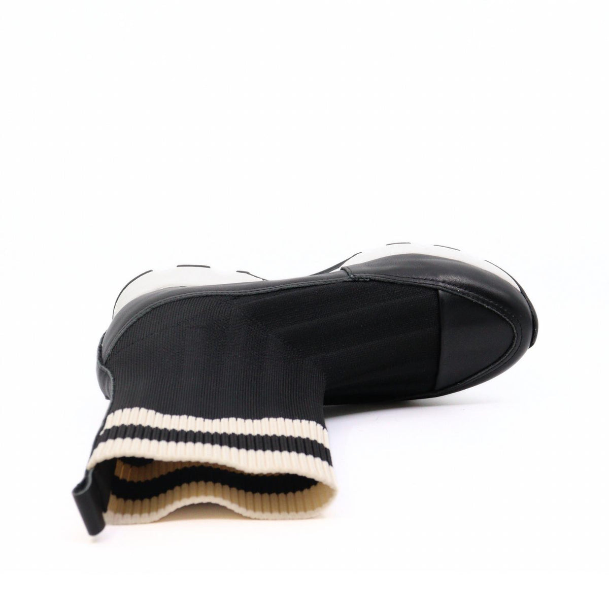 All Black - Women's Stripey Sock Bootie