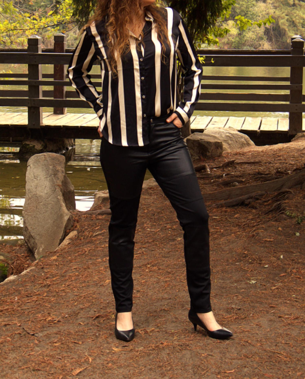 Allie Rose - Chic Couture Striped Blouse