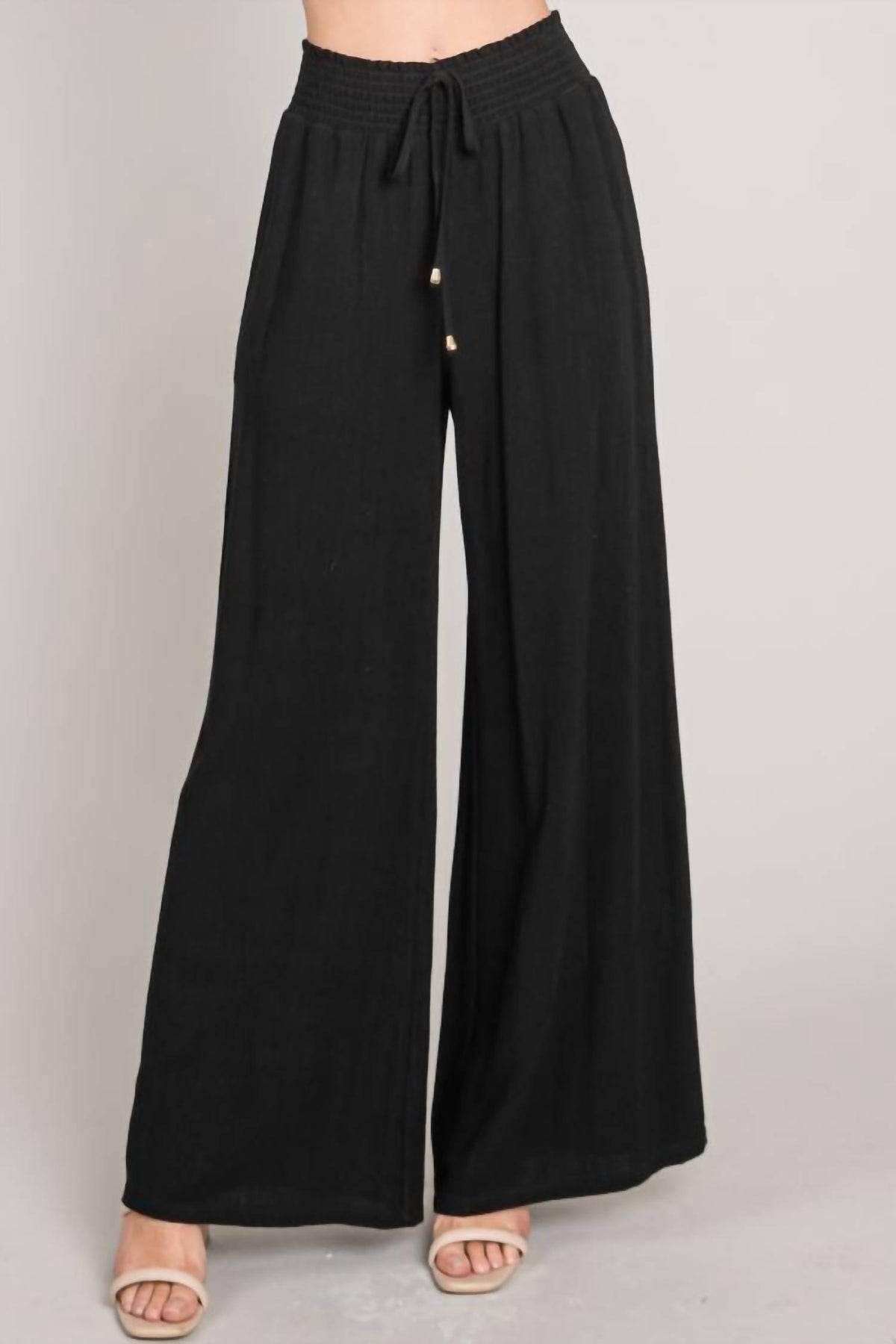 Allie Rose - Drawstring Wide Leg Pant - Plus