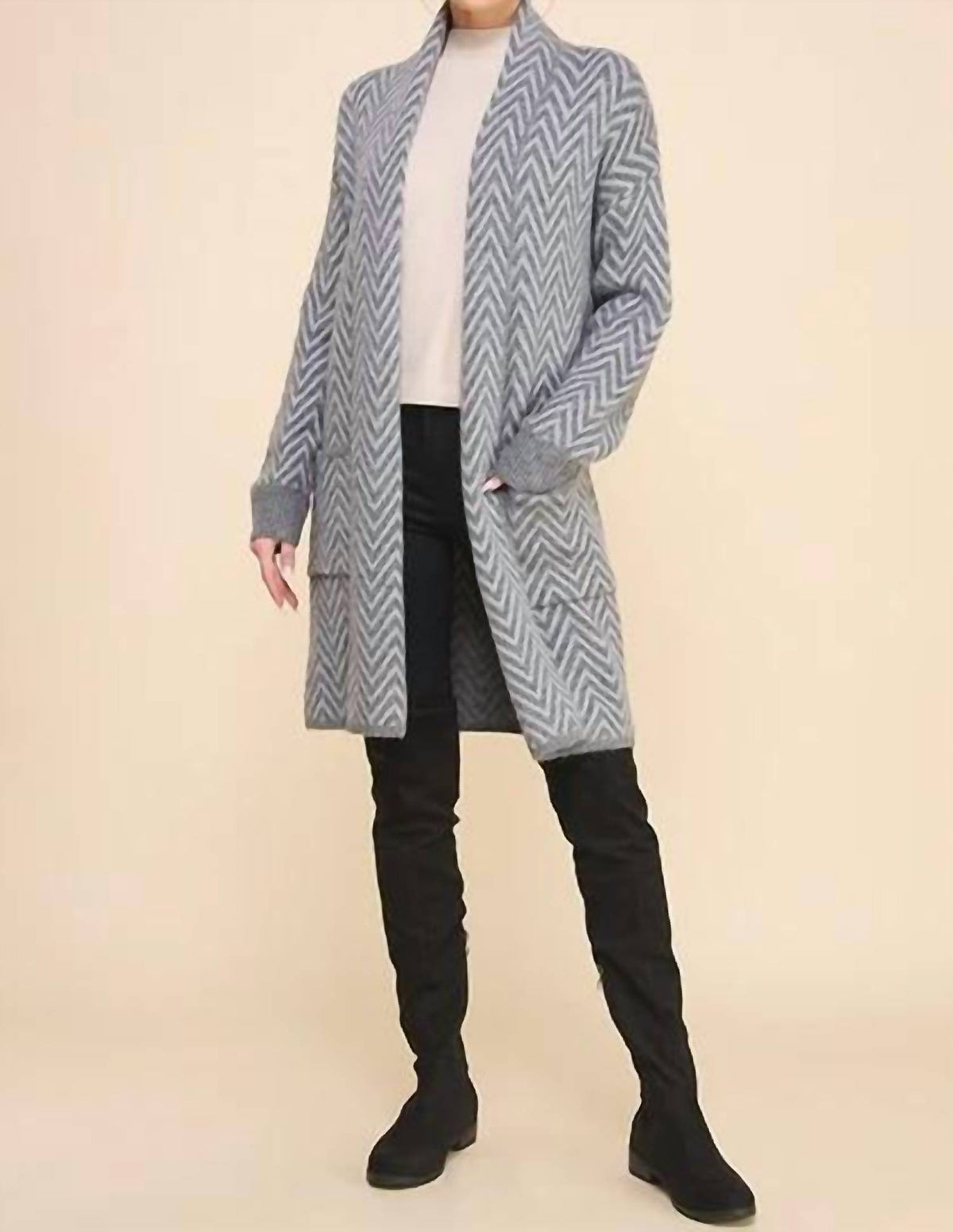 Allie Rose - Heathered Chevron Shawl Cardigan