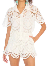 Allison New York - Ainsley Eyelet Belted Short