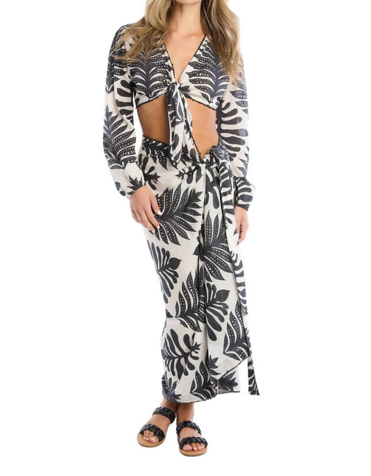 Allison New York - Beaded Sarong - black - clothing - cotton