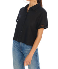Allison New York - Camille Short Sleeve Shirt - black - clothing - shirts