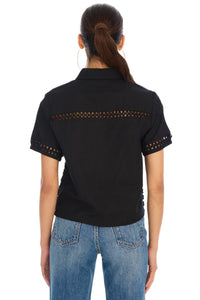 Allison New York - Camille Short Sleeve Shirt - black - clothing - shirts