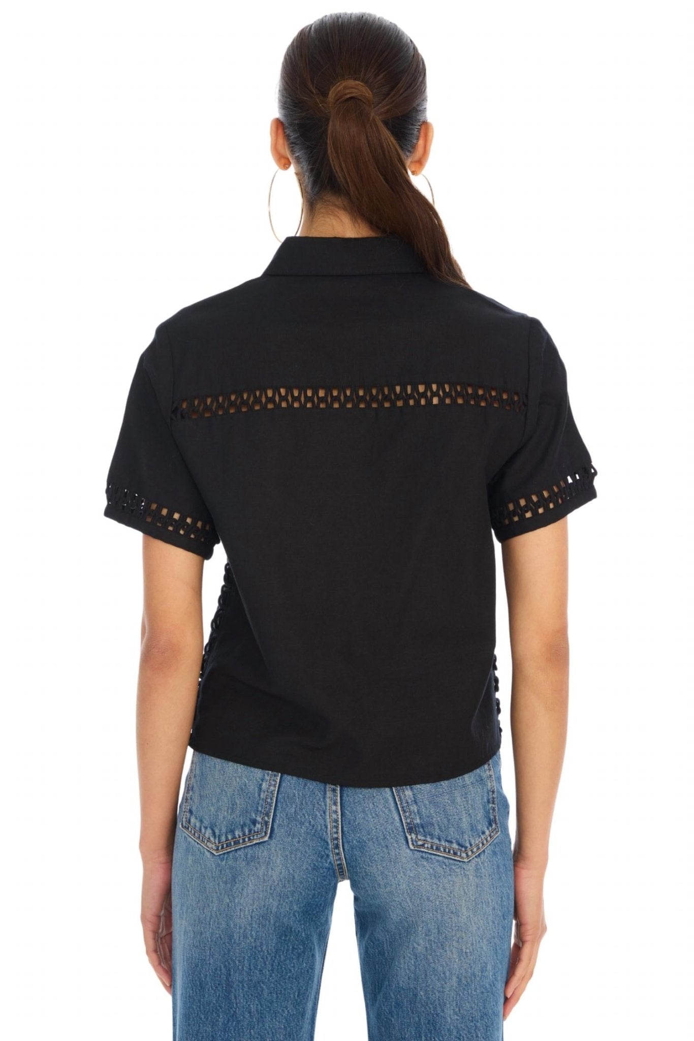 Allison New York - Camille Short Sleeve Shirt - black - clothing - shirts