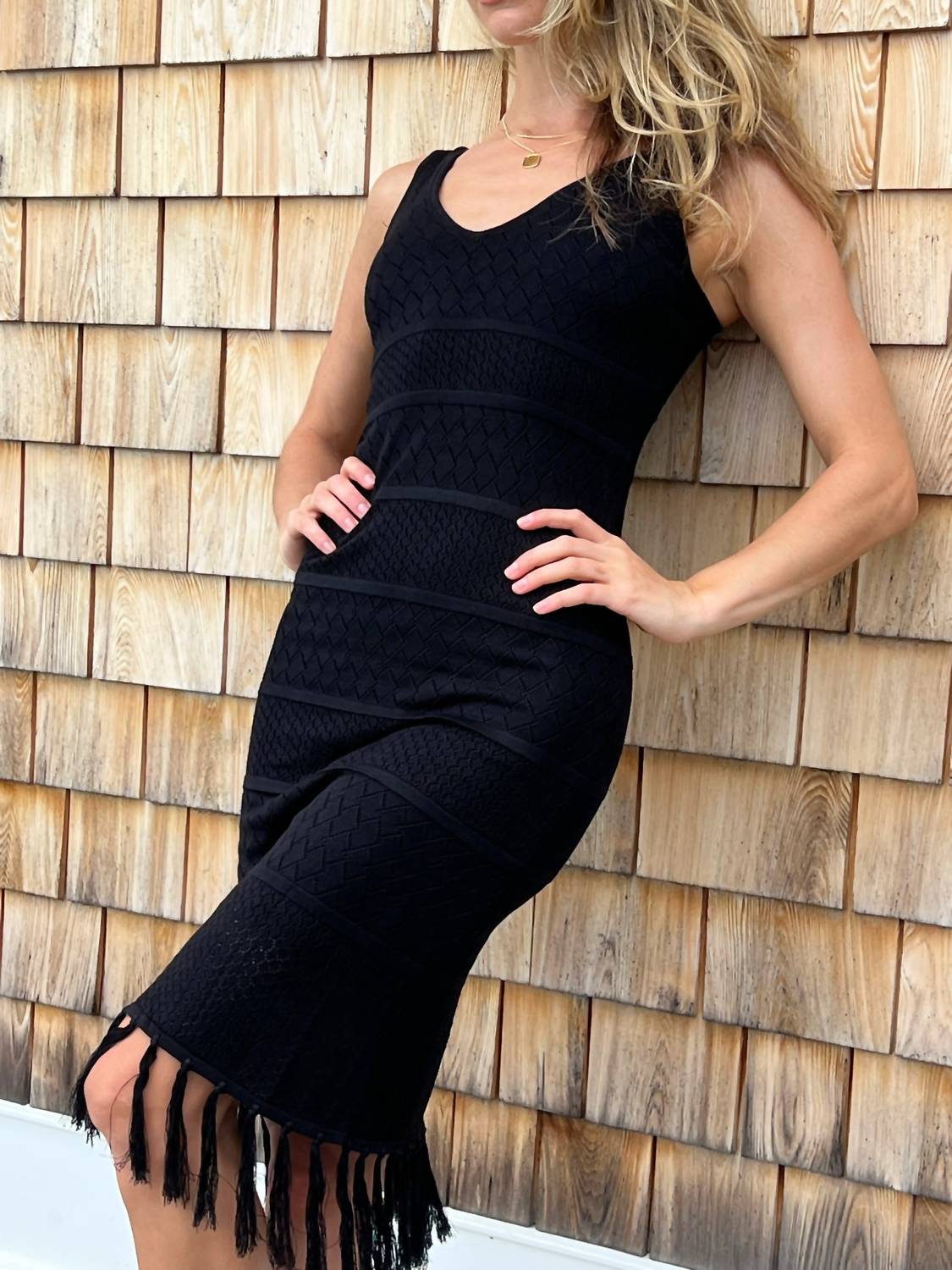 Allison New York - Crochet Fringe Dress - black - clothing - dresses