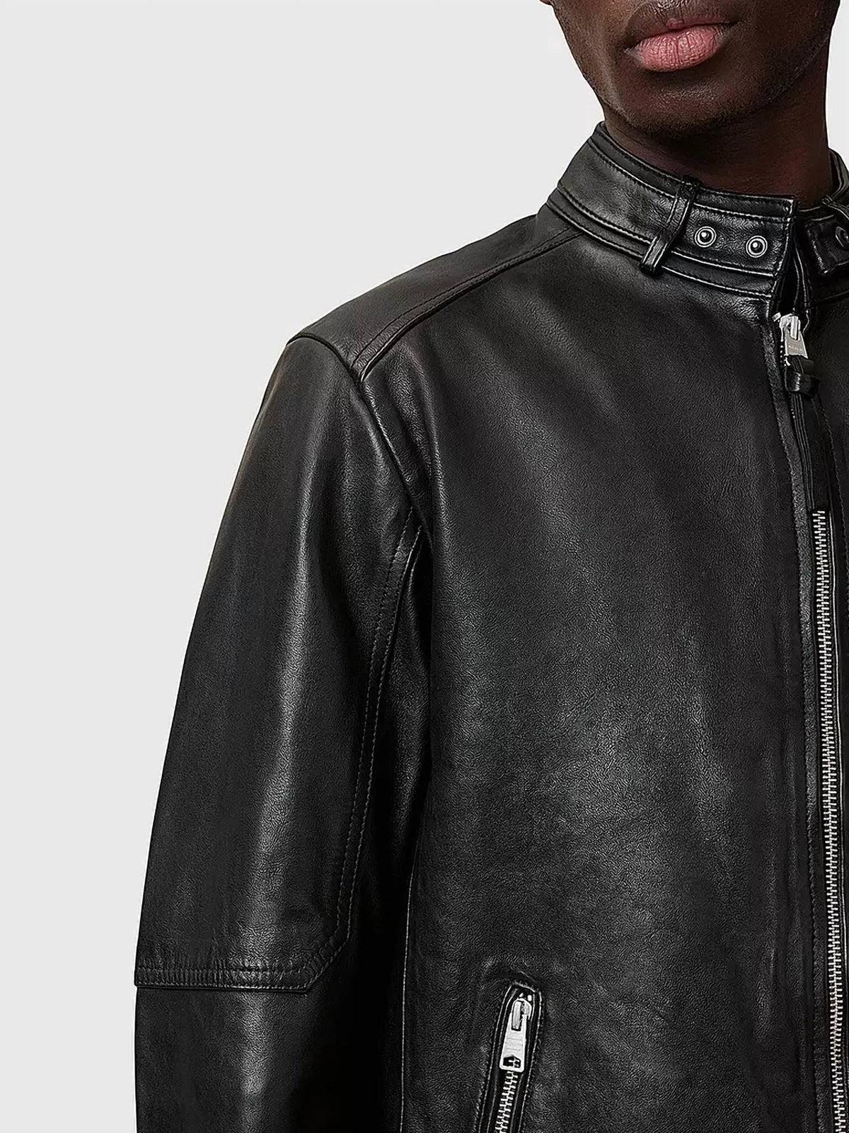 Allsaints - Cora Leather Snap Back Collar Jacket