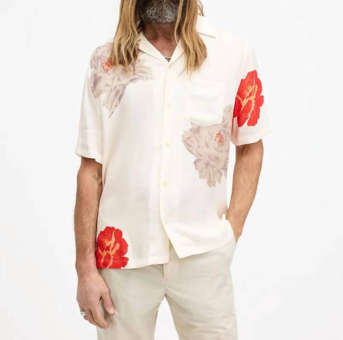 Allsaints - Roze Button Down Short Sleeve Shirt