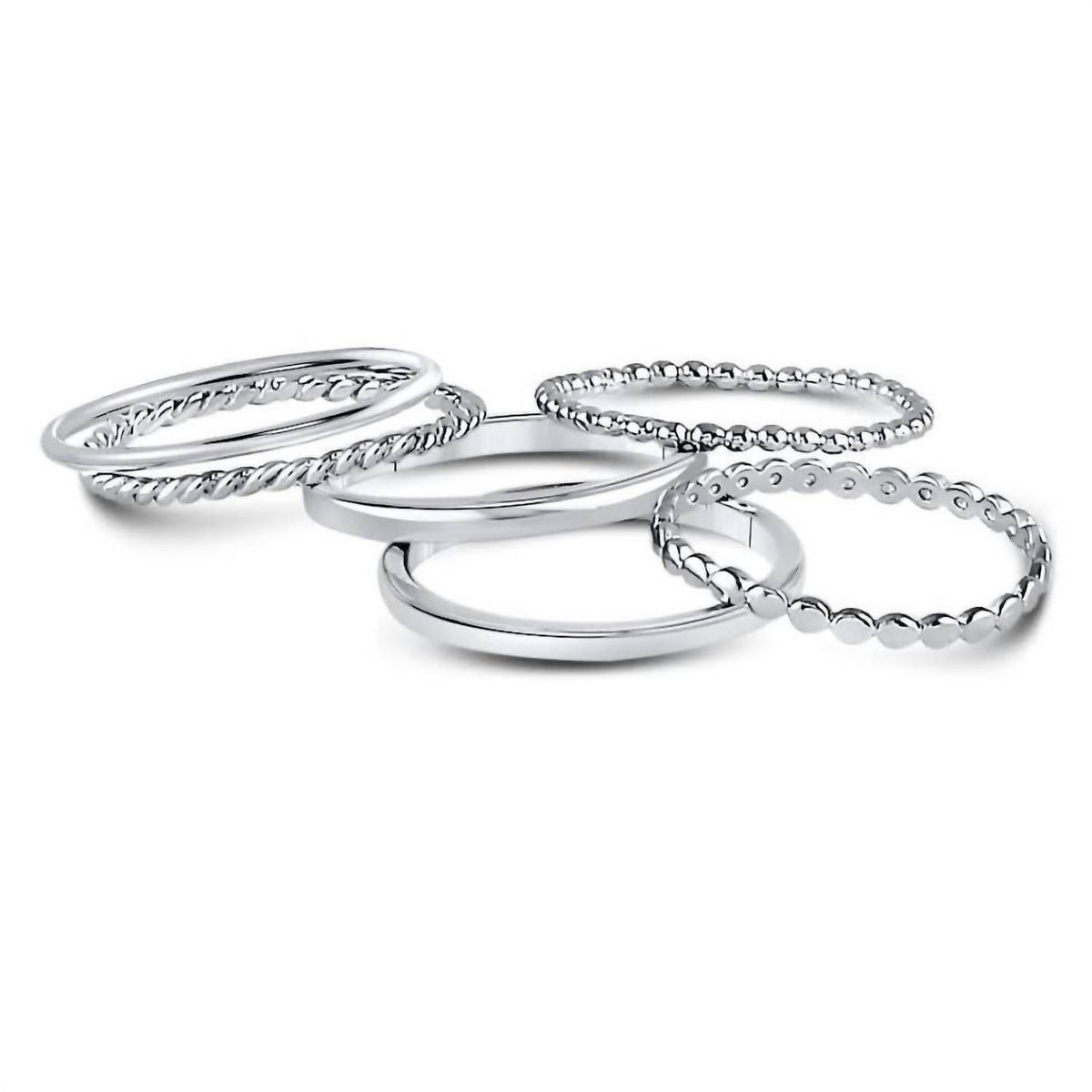 Allyanna Gifts - Women's Sterling Silver 6 Bands Stackable Set Ring